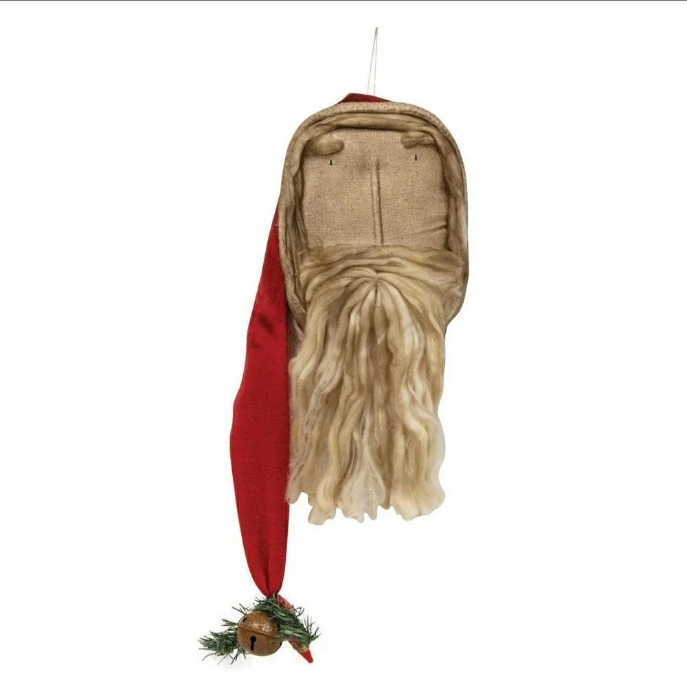 Primitive Christmas Santa Claus Doll w/ Long Red Hat, Rusty‎ Bell